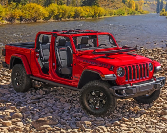 Red Convertible Jeep paint by numbers