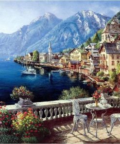 RUOPOTY-Frame-Austria-Town-Landscape-DIY-Painting-By-Numbers-Modern-Wall-Art-Canvas-Painting-Home-Decoration