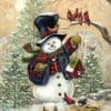 Snowman And Cardinal Paint by numbers