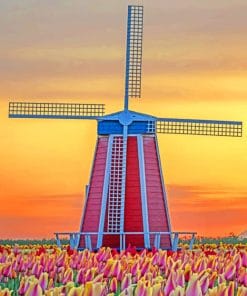 Windmill In Sunset paint by numbers