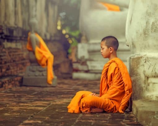 Buddhist Child Meditating In A Temple paint by numbers