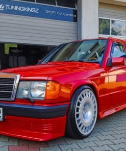 Red Mercedes 190E Parked paint by numbers