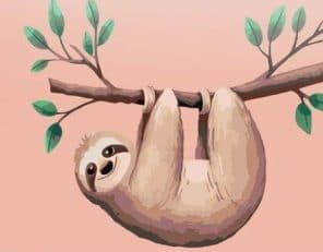 Pink Sloth paint by numbers