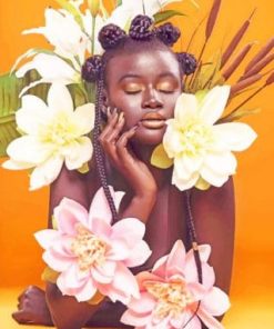 Black Woman Flowers Paint by numbers