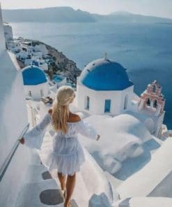 Blondy Girl In Santorini Paint by numbers