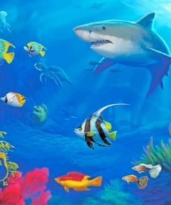 Colorful Fish And Shark Paint by numbers