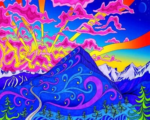 Nature Mountain Trippy Art paint by numbers
