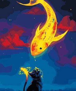 painting-by-numbers-art-paint-by-number-Black-cat-and-golden-goldfish-cartoon-pictures-by-numbers