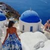 Woman Enjoying Santorini paint bynumbers