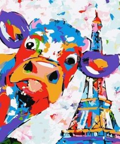 Colorful Cow In Paris Paint by numbers