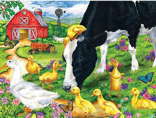 Cow And Chicks Paint by numbers