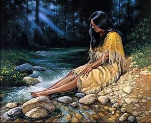 Native American Woman On River Paint by numbers
