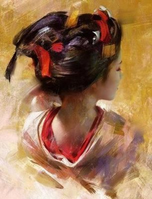 Woman With Japanese Hairstyle Paint by numbers
