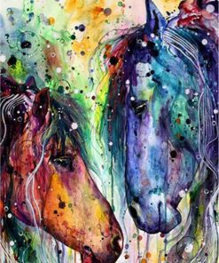 Colourful Horses Portrait Paint by numbers