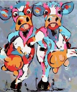Two Colorful Cow Dancing Paint by numbers