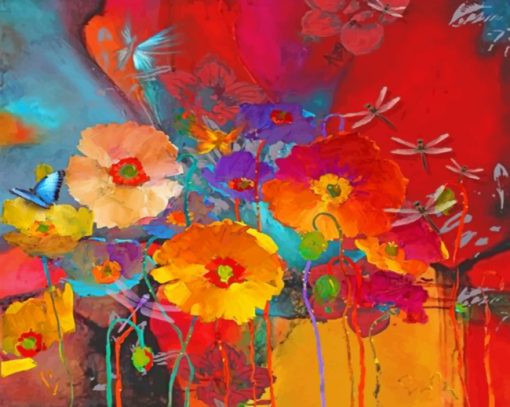 Abstract Poppies paint by numbers