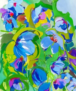 Aesthetic Blue Poppies Flowers Paint by numbers