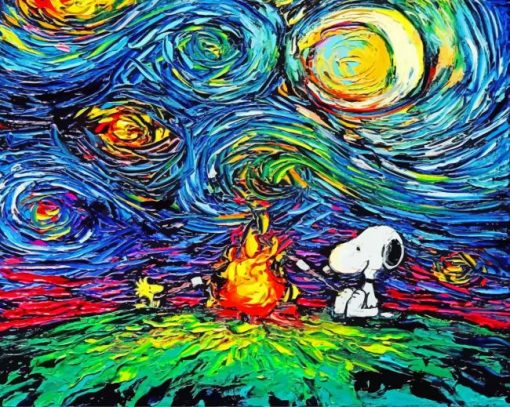 Aesthetic Snoopy Starry Night Paint by numbers