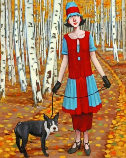 Woman And Dog paint by numbers