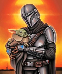 Baby Yoda And The Mandalorian paint by numbers