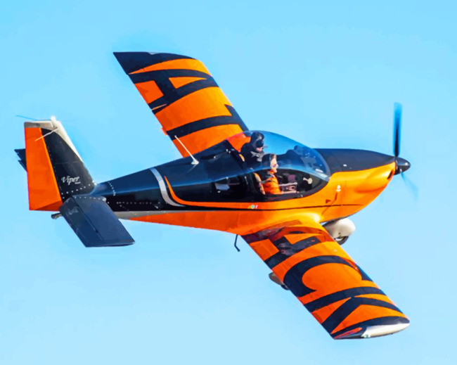 Black And Orange Airplane Paint by numbers