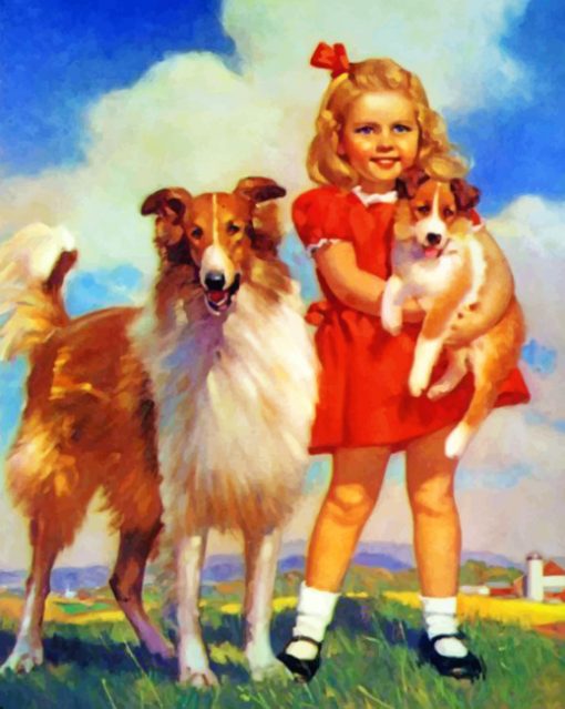 Girl And Dogs Paint by numbers