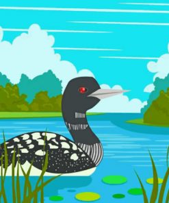 Loon Bird In The Lake Paint by numbers
