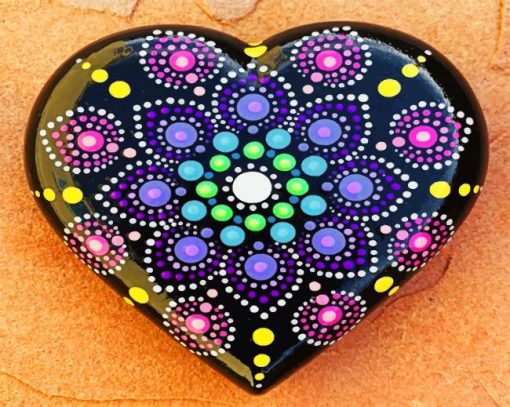 Mandala Black Heart paint by numbers