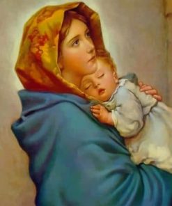 Mother Mary And Jesus paint by number
