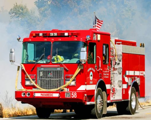 American Fire Truck - Paint By Number - Paint by numbers UK