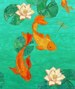 Lotus And Koi Fish Paint by numbers