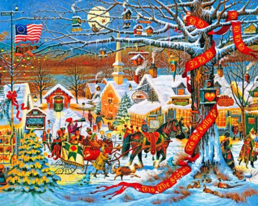 Christmas Small Town paint by numbers