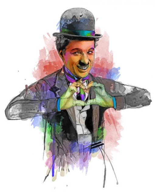 Charlie Chaplin Splatter Paint by numbers