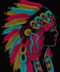 Colorful Native Woman paint by numbers