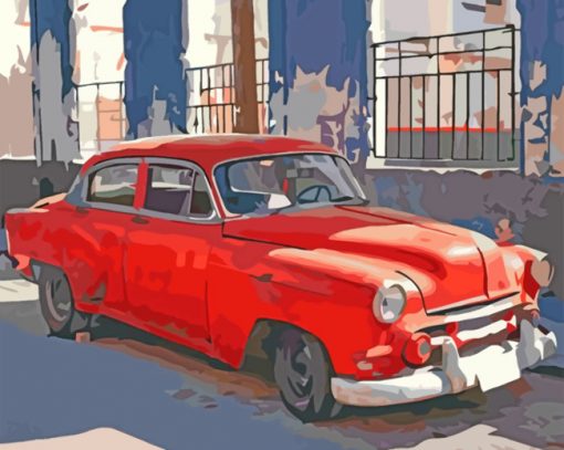 Red Antique Car paint by numbers