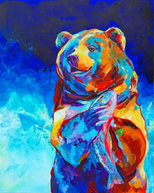 abstract-colorful-bear-holding-a-fish-paint-by-number