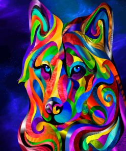 Abstract Colorful Wolf paint by numbers