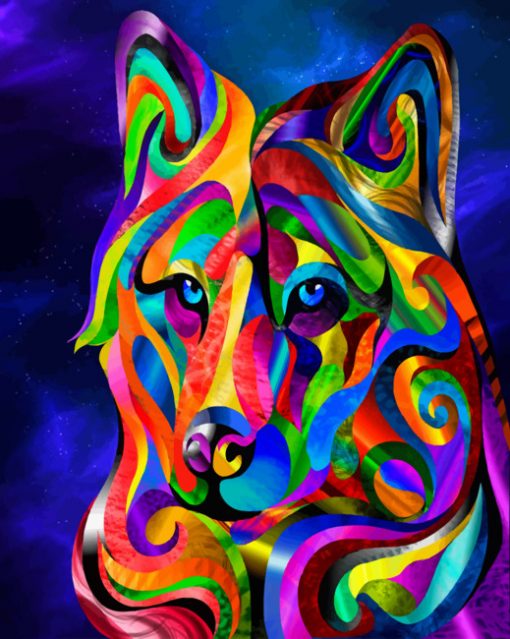 Abstract Colorful Wolf paint by numbers