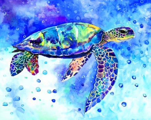 Aesthetic Blue Turtle paint by numbers