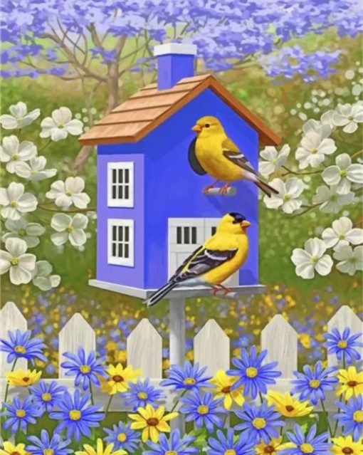bird-house-and-yellow-birds-paint-by-numbers