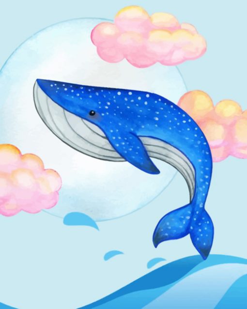Blue Whale Illustration painnt by numbers