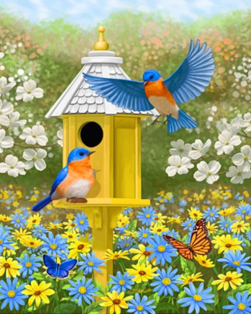 colorful-garden-bluebirds-and-birdhouse-paint-by-number-510x639