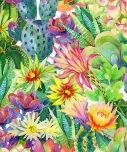 Cactus And Flowers paint by numbers