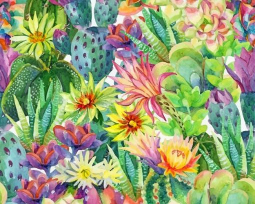 Cactus And Flowers paint by numbers