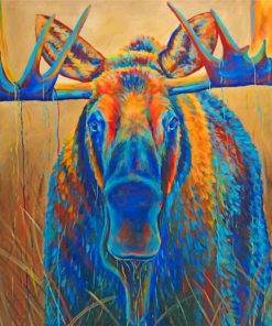 Colorful Moose Animal paint by numbers