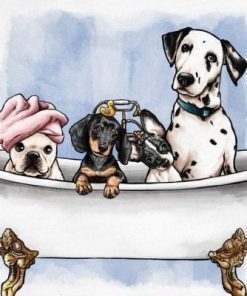 Dogs In The Tub paint by numbers
