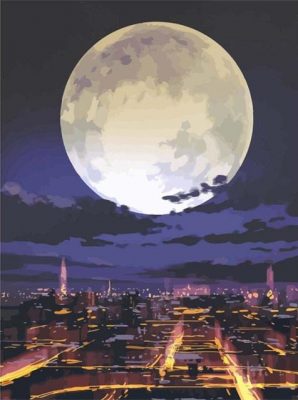 Full Moon On City Paint by numbers