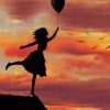 Girl With Balloon Silhouette Paint by numbers