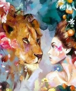 Woman With Lion Art Paint by numbers