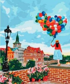 Girl Holding Balloons In Seville Paint by numbers